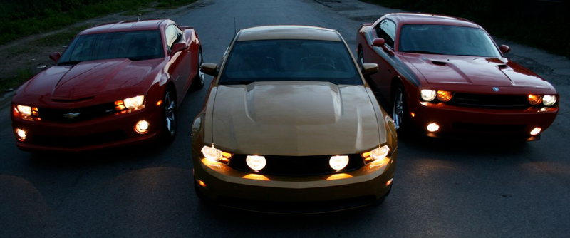 Illustration for article titled Muscle Car Wars: Camaro vs. Challenger vs. Mustang